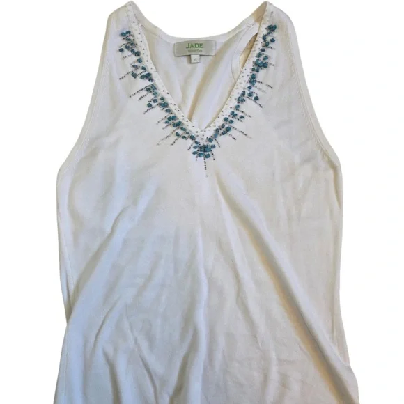 Jade White Skirt with Blue Embroidery and Matching Sleeveless Blouse! - Picture 7 of 11